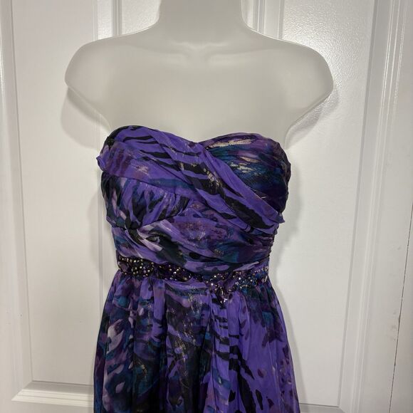 Jump Apparel Dress Womens 3/4 Strapless Purple Gown Prom Formal Beaded Y2K - Picture 2 of 11
